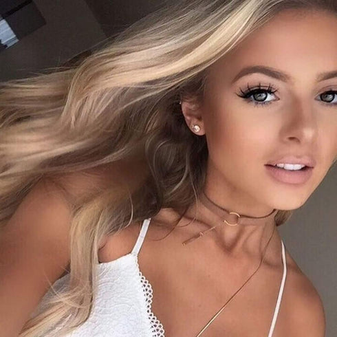 JczR.Y Fahion Wide Leather Choker Necklace Gold Silver Long Chain Bar Pendant Collar for Women Girls...