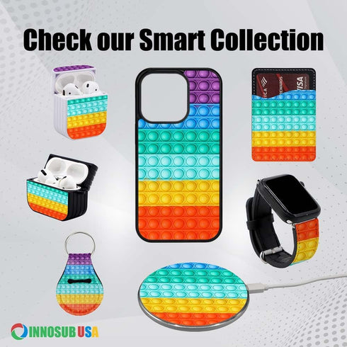 INNOSUB USA Sublimation Phone Cases Set of 5Pcs – Protective Case Compatible with iPhone 15 Plus Includes Aluminum Inserts – Soft Rubber Blank Bla...