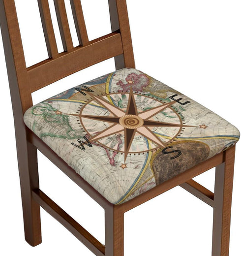 Seat Covers for Dining Room Chairs Set of Set of 4, Nautical Map World Compass Rose Travel Stretch Chair Seat Covers Cushion Slipcovers for Kitche...