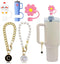 Letter Charm Accessories, Straw Cover Cap, Stanley Cup Accessories, Straw Tips Lids 10mm for Stanley Tumbler (3PCS Cover + 2PCS Letter C Charms)...