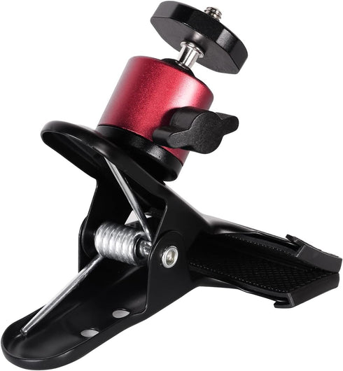 SLOW DOLPHIN Tripod Clip Clamp Mount Flash Reflector Holder for Studio Backdrop Camera with 360 Swivel Tripod Mini Ball Head Standard 1/4" Screw,S...