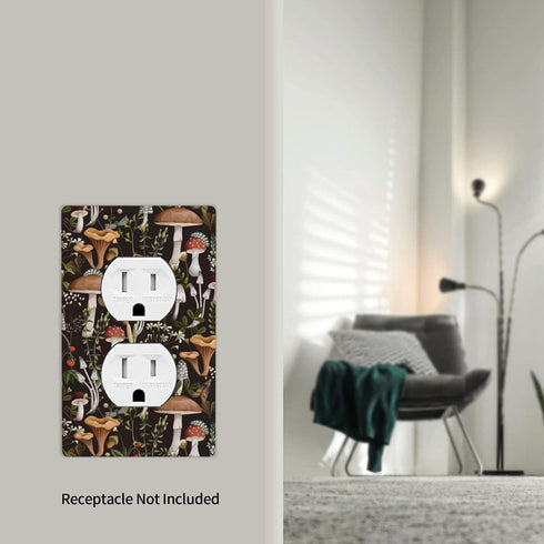 Boho Mushroom Single Duplex Outlet Light Switch Plate Cover Decor Wall Plate Decorative Outlet Cover For Home Bedroom Kitchen 4.5 * 2.76 Inches...