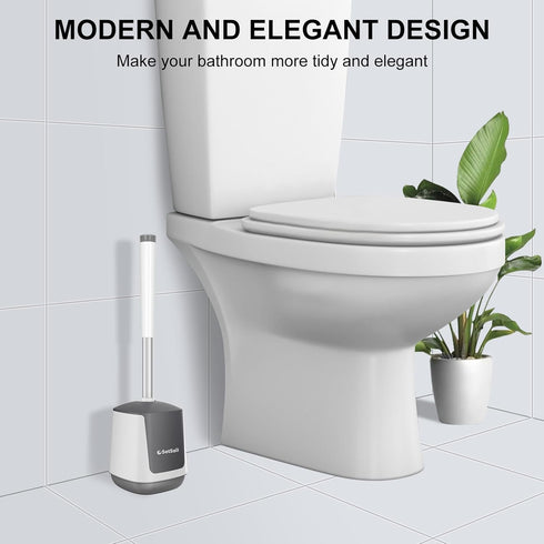 SetSail Toilet Brush and Holder, Automatic Bowl Brushes for Bathroom Ventilated Cleaner Scrubber Cleaning, White-pp...