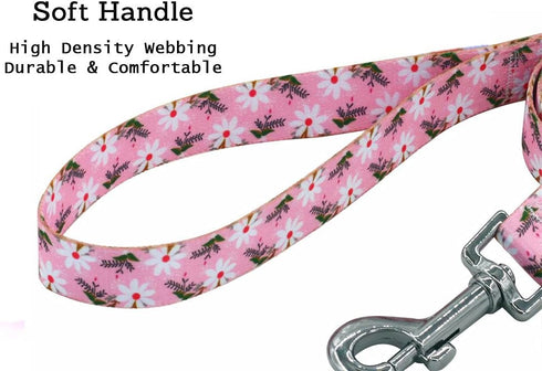 4 Feet Dog Leash Lead - Floral Tribal Bohemian Pattern Walking Training Lead Leashes for Small Medium Large Dogs (Pink White Flower)...