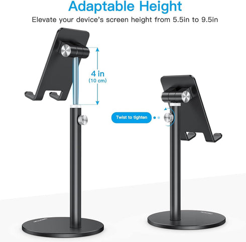 Cell Phone Stand, OMOTON Angle Height Adjustable Phone Holder, Aluminum Desktop Phone Holder Dock Stand for Desk, Compatible with iPhone 13/Mini/P...