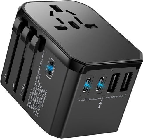 Universal Travel Adapter International Plug - European Travel Plug Adapter Worldwide US AUS EU UK Spain Germany Ireland Italy - All-in-one Travel ...