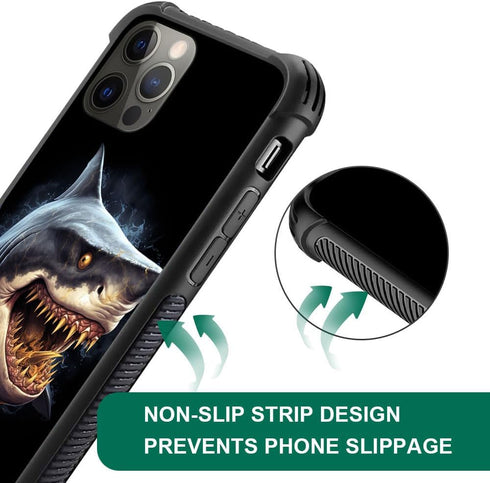 DJSOK Case Compatible with iPhone 13 Mini, Golden Toothed Shark Case for iPhone 13 Mini for Man Boys Girls Dual Layer Shockproof Rugged Cover Patt...