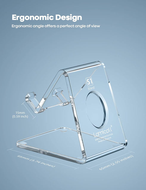 Lamicall Cell Phone Stand, Phone Dock - Clear Office Cell Phone Holder, Transparent Phone Stand for Desk, Desktop, Acrylic Office Desk Accessories...