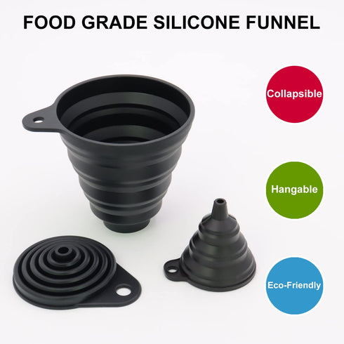 3 Sizes of Kitchen Funnel Set, Food Grade Funnels for Filling Bottles, Premium Silicone Collapsible Funnel for Transferring Liquid, Powder Transfe...