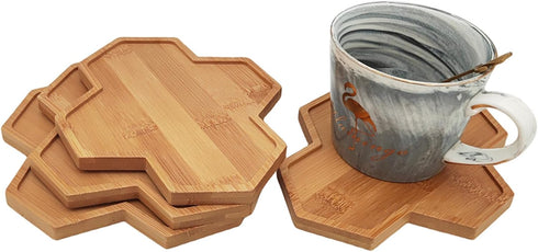4PCS Mosaic Bamboo Coasters for Crafts, Blank Base Trays, Drinking Cup Coaster, Plant Coaster, Art Plate,DIY Mosaic Supplies (Hexagonal Platter)...