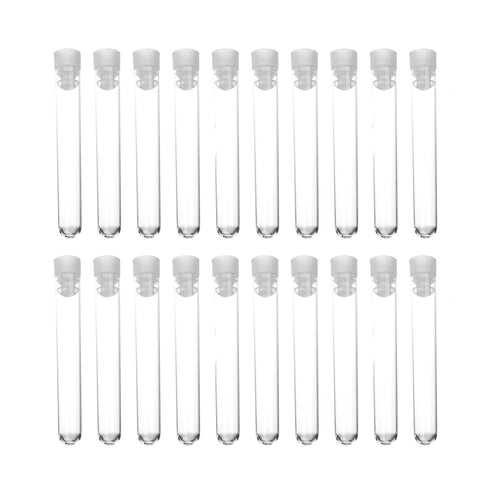 Othmro 100Pcs Clear Plastic Test Tubes with White Caps, 12mmx75mm Mini Test Tubes with Lids, for Jewelry Seed Beads Powder Spice Liquid Experiment...