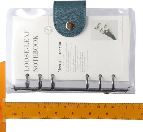 Clear PVC A6 6-Ring Refillable Binder Cover, with 90 Sheets Papers Transparent Notebook Cover, 6-Ring Notebook Round Ring Binder Pocket with Snap ...