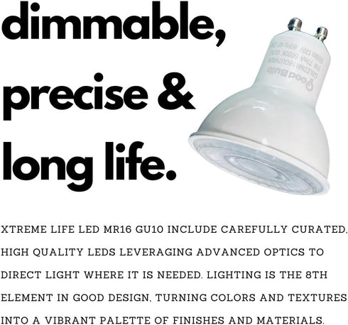 GoodBulb MR16 LED Light Bulb, 7-Watt (50W Equivalent) Dimmable, Energy Efficient Halogen Replacement, 5000K Daylight White, 500-Lumens, GU10 Base ...