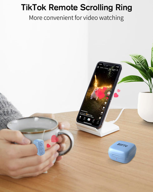 Remote Control for TikTok, Bluetooth Scrolling Ring for TIK Tok, Page Turner for Kindle App, Wireless Camera Remote Shutter for iPhone iPad Androi...