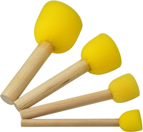 20 PCS Round Sponges Brush Set Kids Painting Tools - Pistha Sponge Painting Stippler Set DIY Painting Tools in 4 Sizes for Kids (Yellow)...