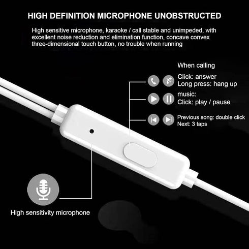 Black Wired Earbuds Headphones- in-Ear Noise Rejection Universal 3.5mm Stereo Sport Headset with Mic for School Gaming Sports Music Black One Size...