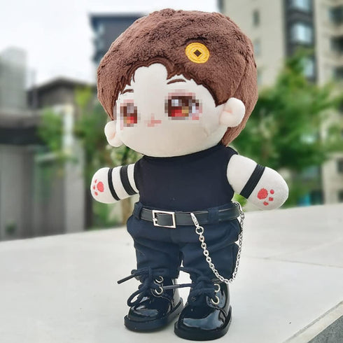 niannyyhouse 20cm Plush Doll Clothes Black Vest Pants Belt Accessories...