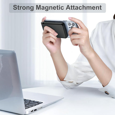 Magnetic Power Bank 5000mAh Wireless Portable Charger with Foldable Stand for Mag-Safe Battery Pack Compatible with iPhone 14/13/12 Mini/Pro/Pro M...