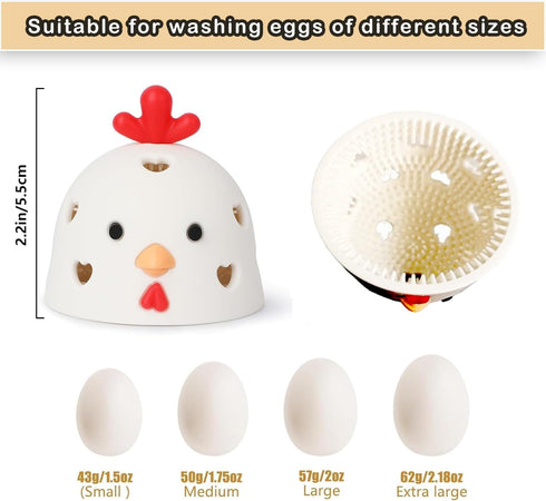 Egg Brush Cleaner, Silicone Egg Brush for Fresh Egg, Reusable Egg Cleaning Tools, Funny Shape Scrubbing Brush for Eggs...