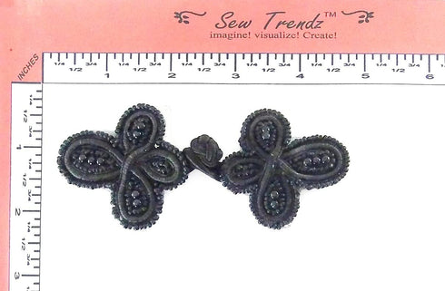 Chinese Frogs Button Closures Hook & Eye Fastener - Sewing Quilting Renaissance Dance Hawaiian Bridal Costumes Outfit Drapery Decor- Black-Large S...
