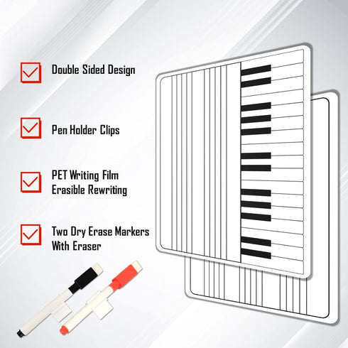 9"X12" Lapboard Double Sided Musical Notes whiteboard for Kids Students, Dry Erase Music Staff White Boards, Musicians and Home with Two Markers...