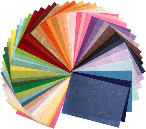 50 Sheets Mixed Colors A4 Thin Natural Fiber Mulberry Paper Sheets Art Tissue Washi Paper Design Craft Art Origami Suppliers Card Making...
