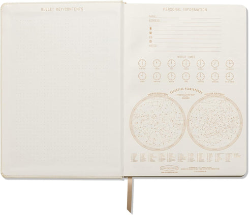 DesignWorks Ink La Lune Tarot Art Nouveau Cream 7.5" x 10.25" Jumbo Journal Notebook with Cloth Cover, Gold Accents, Lined Pages, Ribbon Marker fo...