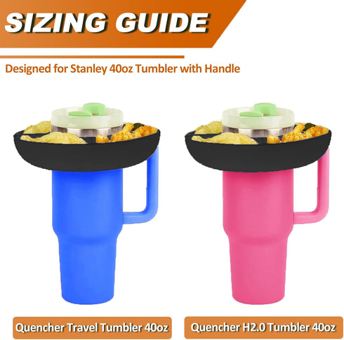 Snack Bowl for Stanley 40 oz Tumbler with Handle, Silicone Reusable Snack Ring Snack Tray Fits for Stanley Cup 1.0/2.0, Suitable for Cinema, at Ho...