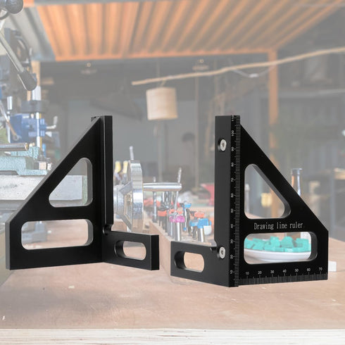 Metric 3D Multi-Angle Measuring Ruler,45/90 Degree Aluminum Alloy Woodworking Square Protractor, Miter Triangle Ruler High Precision Layout Measur...