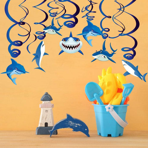 30PCS Shark Hanging Swirls Decorations - Summer Pool Decoration Under the Sea Party Decoration Ocean Theme Party Supplies Baby Shark Birthday Part...