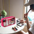 Medium Preppy Transparent Makeup Pouch Women Travel Clear TPU and Nylon Cosmetic Pouch (Medium, HotPink)...