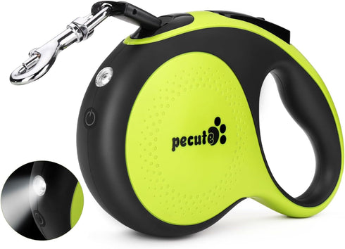 Pecute 16 ft Retractable Dog Leash with Light Rechargeable, Dog Leash Retractable to 66lbs, 360° Tangle-Free, Nylonup Leash, One-Button Control, R...