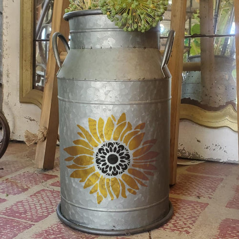 12x12 Inch Boho Sunflower Stencil for Painting on Wood, Canvas, Paper, Fabric and Furniture - Reusable Floral Craft Stencils - Large Flower Stenci...