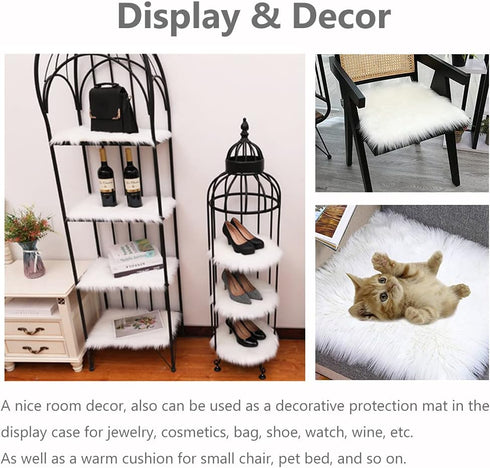 Small Product Photo Background & Luxury Photo Props, 12 Inches Small Square Faux Fur Sheepskin Cushion Fluffy Area Rug, Great for Tabletop Photogr...