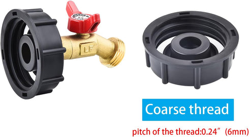275-330 Gallon IBC Tote Water Tank Adapter, 2" Coarse Thread + Lead-Free Brass Garden Hose Valve Faucet, Garden Hose Connector Replace Valve Parts...