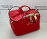 Travel Makeup Bag Water-resistant Large Capacity Red Cosmetic Bag With Elegant Woven Pattern Double-Sided Zipper And Smart Interior Organization F...