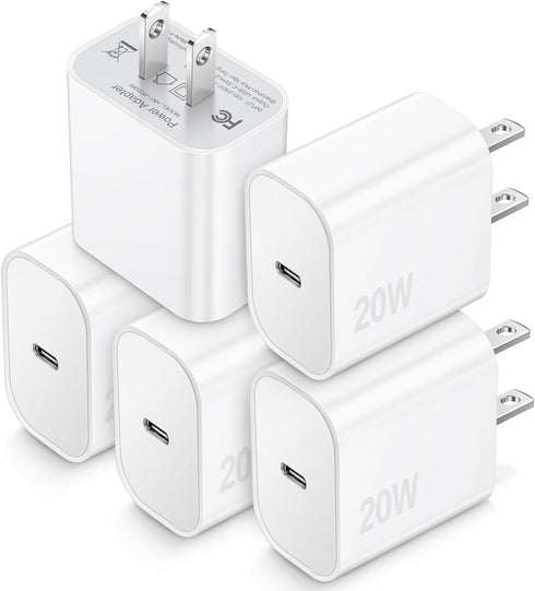 USB C Charger Block, TypeC Charging Blocks 5Pack, 20W PD Quick Fast Charger Box Brick Compatible with iPhone 15/14 Pro Max/14 Plus/13 Pro/12 Pro/A...