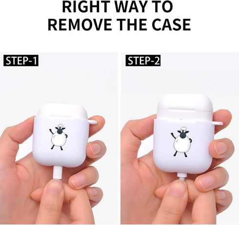 MAYCARI Cute Sheep Case for AirPods 2&1 with Keychain,?White? Animals Design Protective Soft TPU Cover Compatible with Apple AirPods Charging Case...