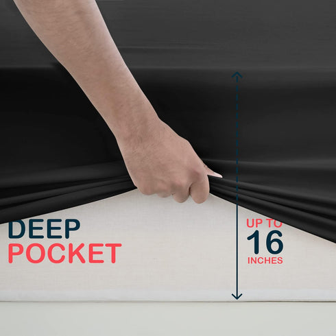 Lux Decor Twin XL Fitted Sheet - Soft Microfiber Bottom Sheets - Upto 16 Inches Deep Pocket Fitted Sheet Only- Wrinkle, Fade & Shrinkage Resistant...