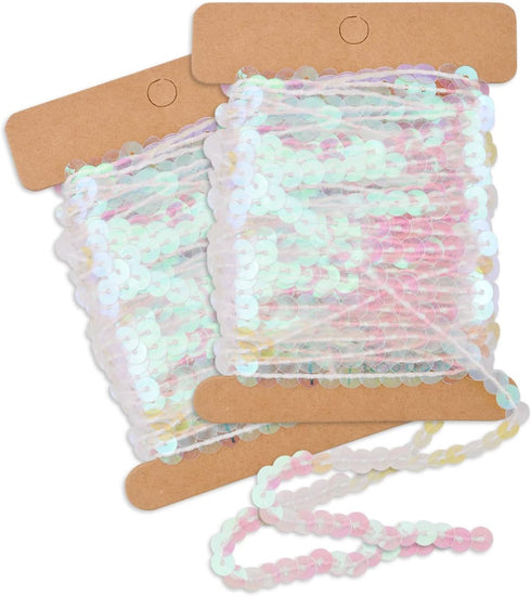 Clear Iridescent Sequim Trim for Sewing Dress Headband - Fabric Metallic Sequins Band DIY Clothing Ribbon...
