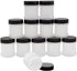 Cornucopia Mini Plastic Spice Jars w/Sifters (12-Pack, Black); 2 Tablespoon Capacity (1 Fluid Ounce) Spice Bottles for Travel, Glitter, Gifts, Fav...
