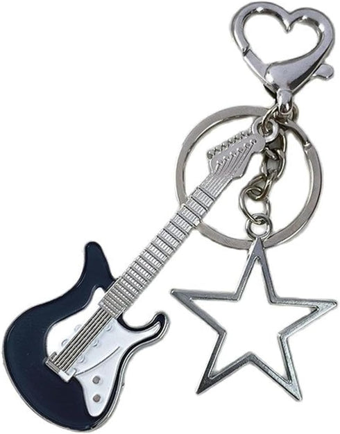 COLORFUL BLING Cute Heart Star Guitar Keychain Y2K Cute Strawberry Keyring Bag Charms Pendant Y2K Accessories for Women...