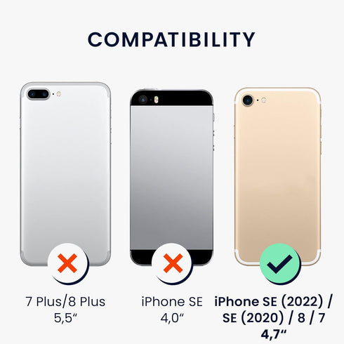 kwmobile Case Compatible with Apple iPhone SE (2022) / iPhone SE (2020) / iPhone 8 / iPhone 7 Case - TPU Silicone Phone Cover with Soft Finish - E...