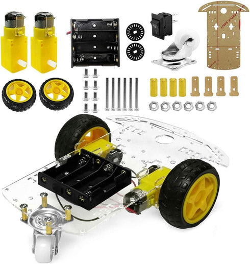 YIKESHU 2WD Smart Robot Car Chassis Kit with Speed Encoder Battery Box 2 Wheels Arduino Microbit Raspberry Pi DIY Toy Adult Age 16+...