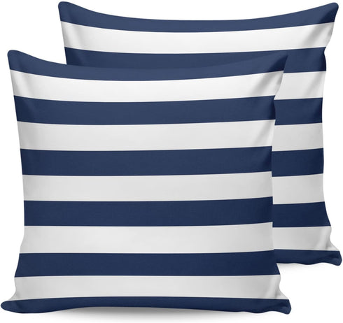 Outdoor Throw Pillow Cover Simple Navy Blue White Stripes Waterproof Cushion Covers 2 Pack Nautical Theme Stripe Pillow Cases Home Decoration for ...