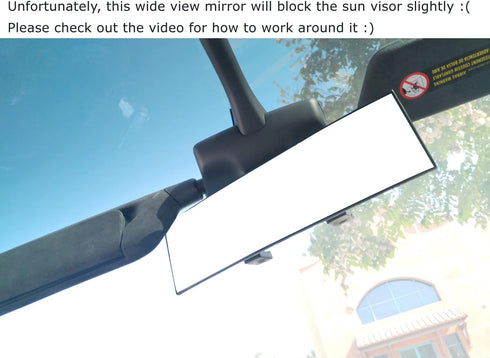 iJDMTOY Clear Glass 240mm 9-1/2 Inch Wide Angle View Anti-Glare Curve Convex Clip On Rear View Mirror Compatible With Tesla S X 3 Y...