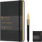 A5 Lined Leather Journal and Pen Set, Hardcover Notebook with Pen, 160 Pages 100gsm Thick Ruled Paper for Men Women, for Work, Business, School or...