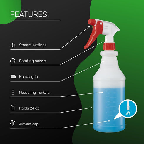 4 Pack Plastic Spray Bottles 24 OZ – Leak Proof, Adjustable Nozzle, Empty Spray Bottles For Cleaning Solutions, Plants, Pet, Or Diy Spray Bottle (...