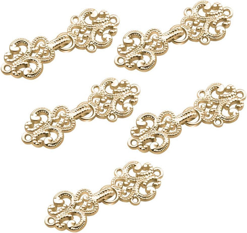 WANDIC Cardigan Clips, 5 Pairs Vintage Hollow Flower Cape Fasteners Sew On Hooks And Eyes Cardigan Clip Cloak Clasp Fasteners For Sweater Shawl...