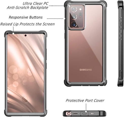 Dexnor for Galaxy Note 20 Ultra Case with Screen Protector Clear 360 Full Body Rugged Protective Shockproof Hard Back Cover Heavy Duty Defender Bu...